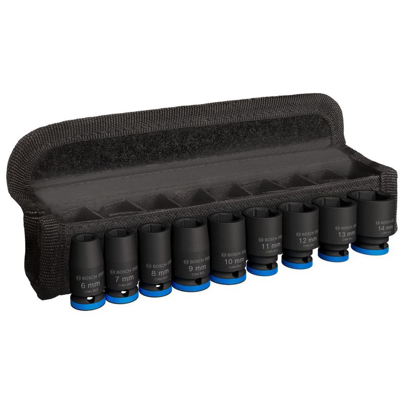 BOSCH - Juego de Dados PRO Impact encastre corto 1/4", 9un
