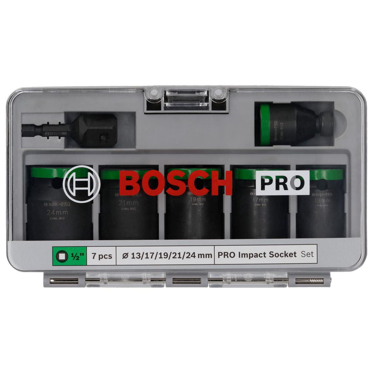 BOSCH - Juego de Dados PRO Impact encastre corto 1/2", 7un