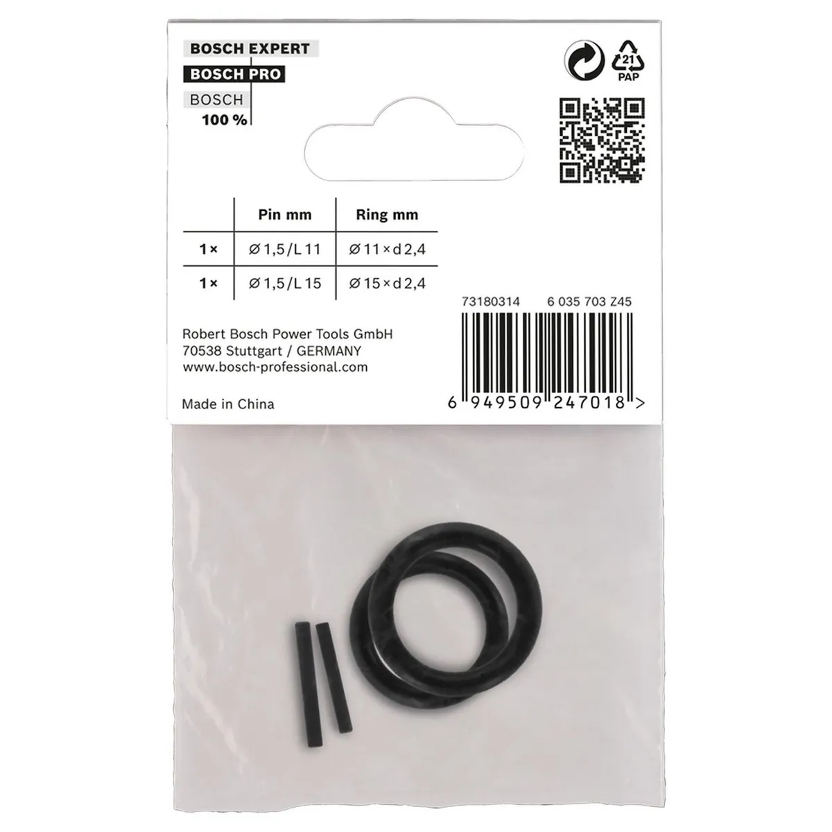 BOSCH - Anillo de retención y pasador PRO Impact 1/4"