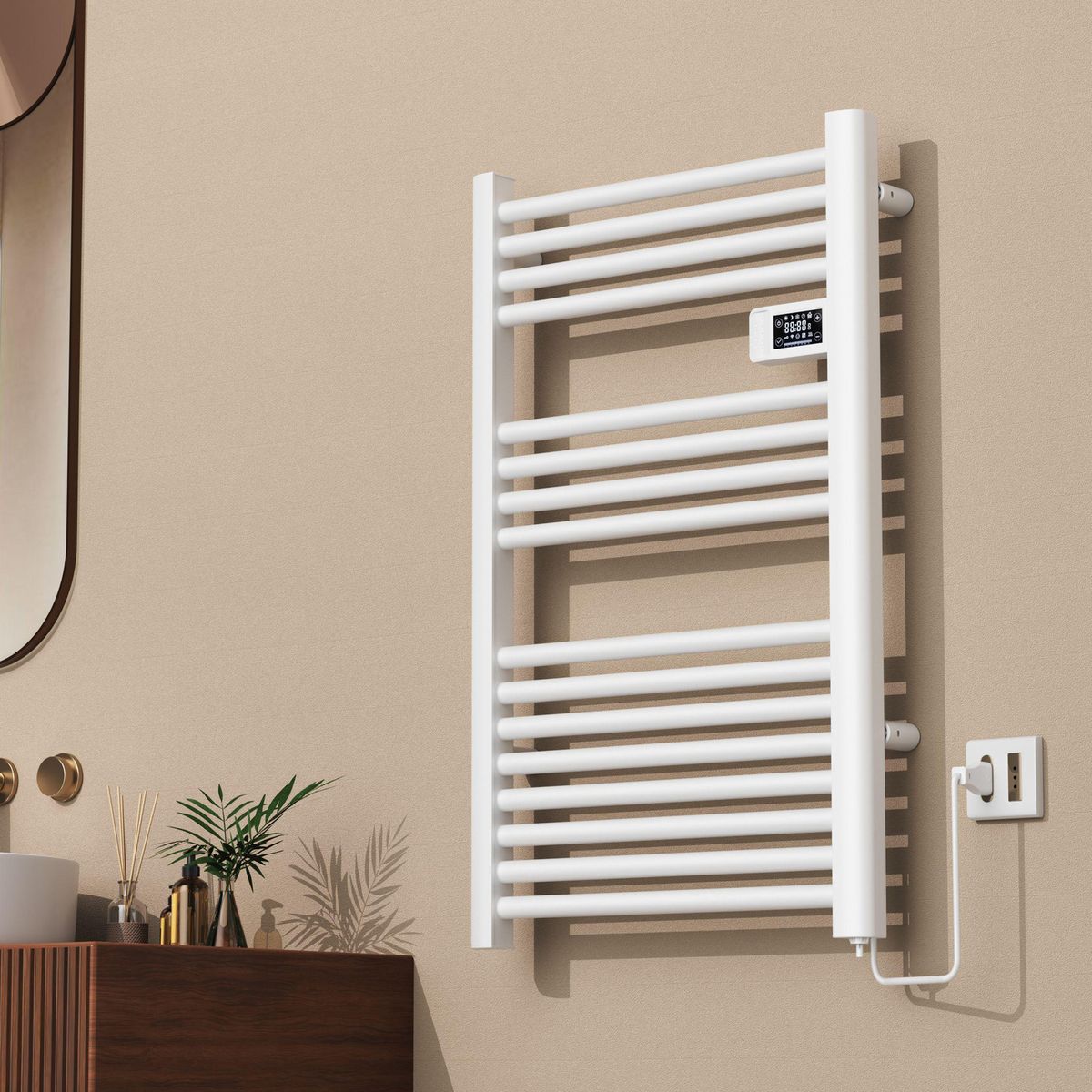 VERKEN - Secador Toallas para Baño Programable Radiación Vesubio Blanco