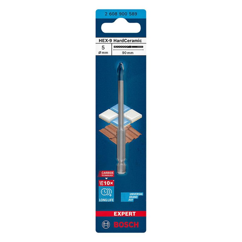 BOSCH - Broca p/porcelanato EXPERT HEX-9 Hard Ceramics 5x90mm