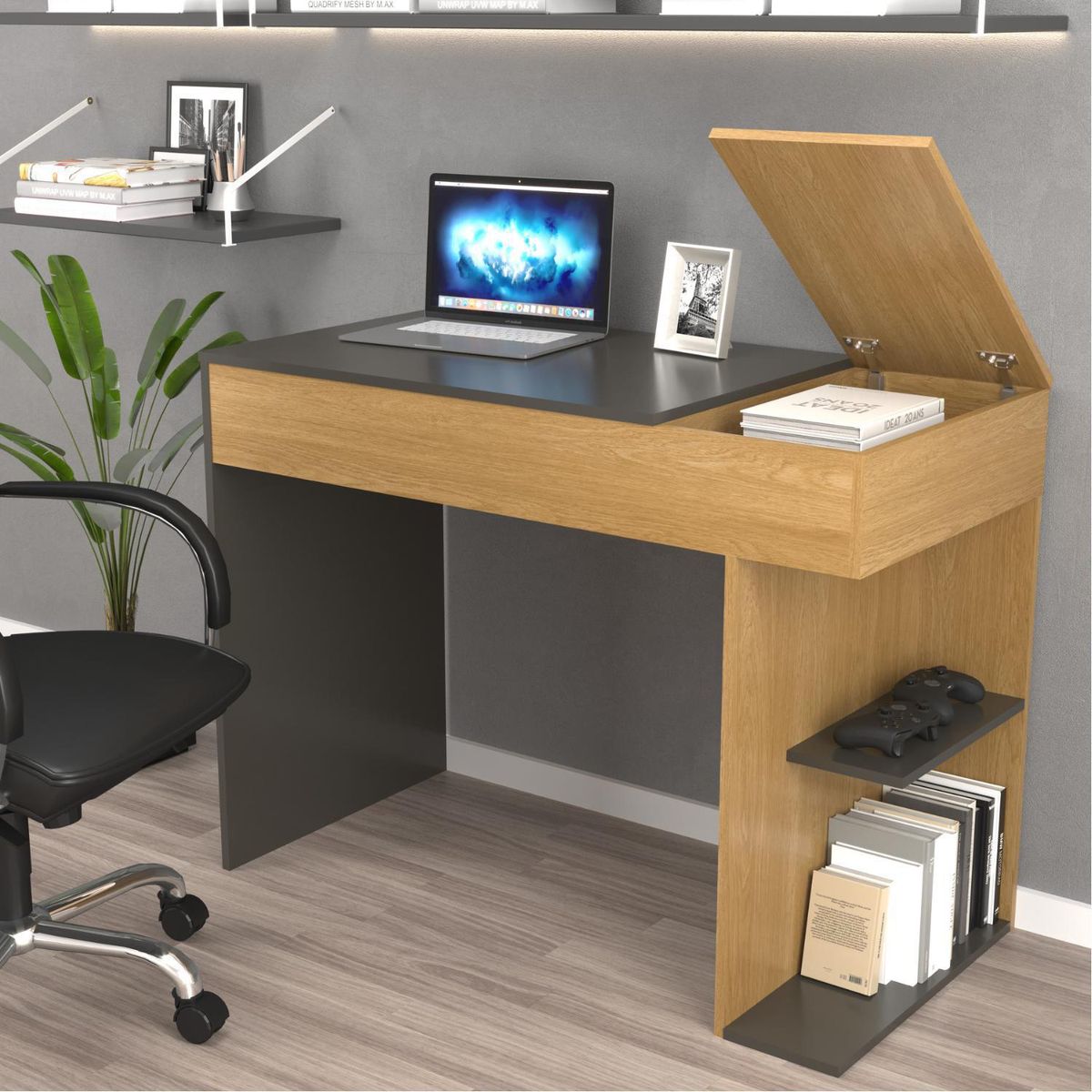 ONESSTA - Escritorio Legend Xingu/grafito 11x67x54 cm