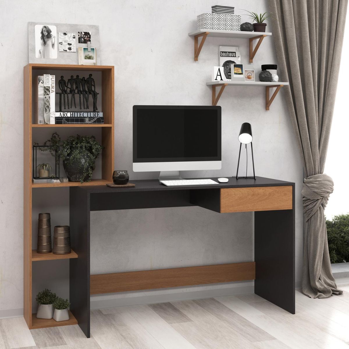 ONESSTA - Escritorio San Andreas Xingu/grafito 152x158.5x52 cm