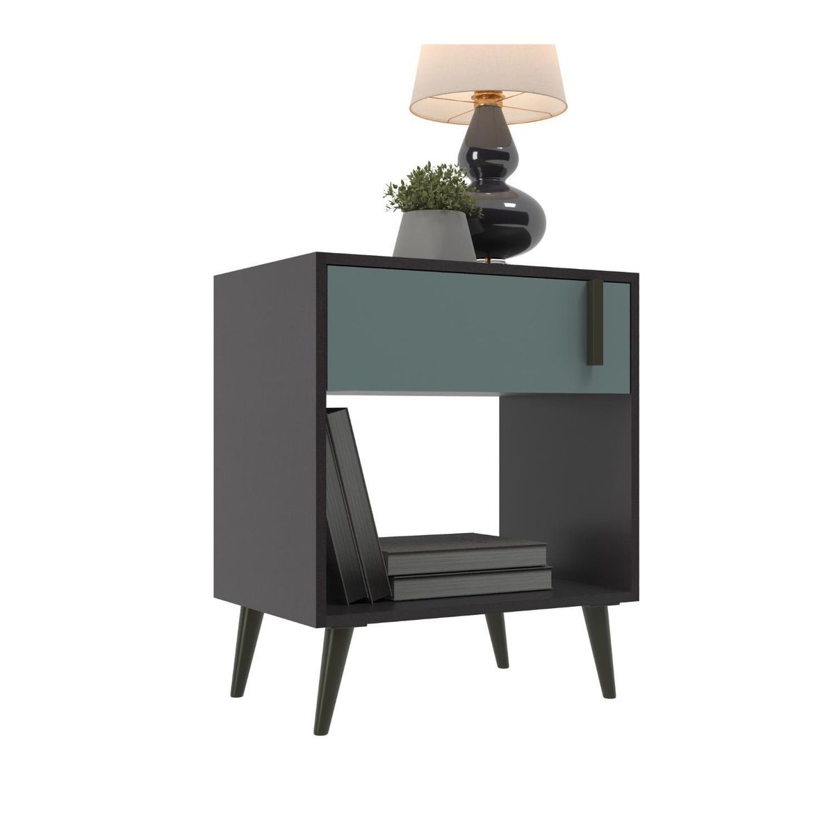 ONESSTA - Velador 1 Cajón(es) Tulipa 45x60x33 cm Grafito/grey