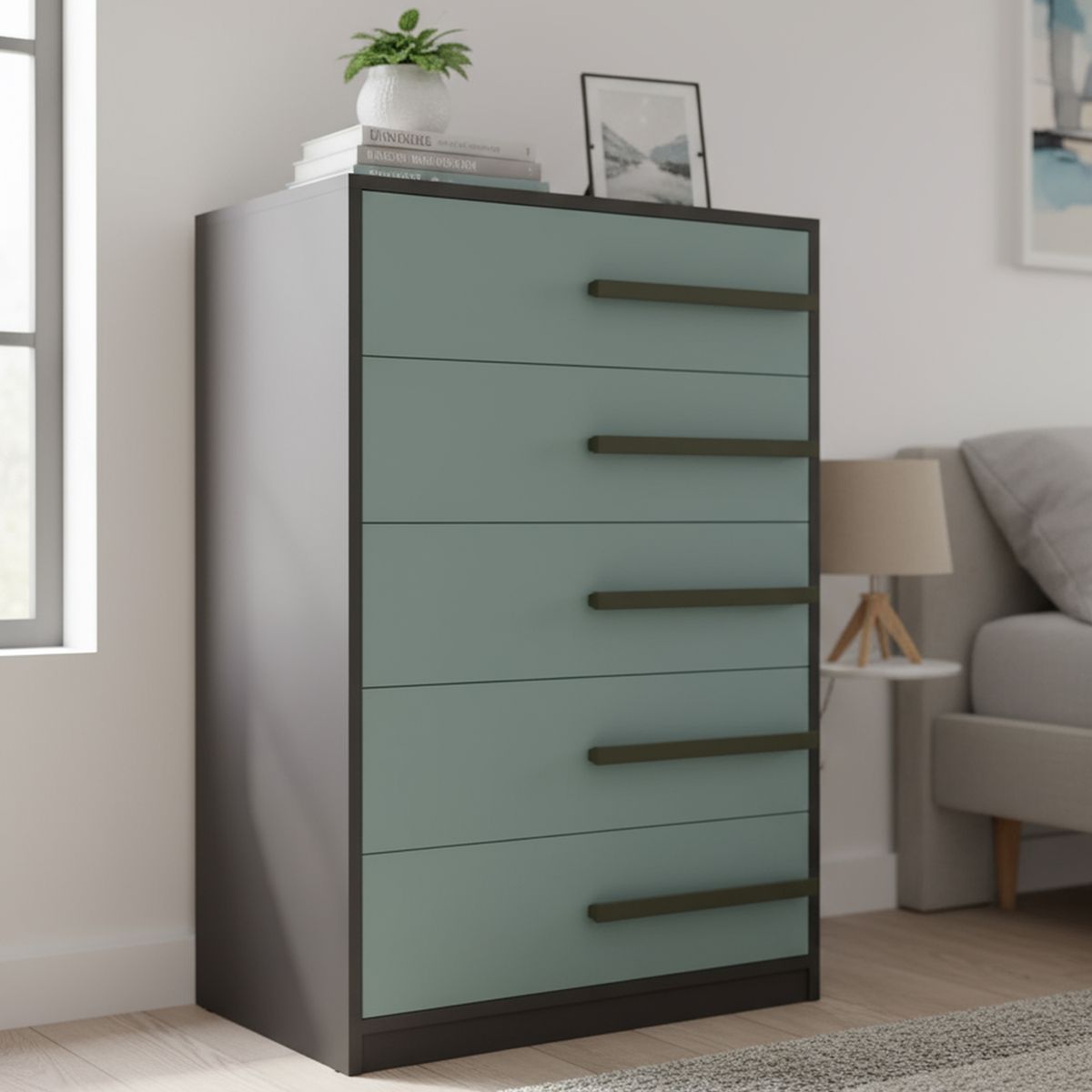 ONESSTA - Cómoda 5 Cajón(es) Violeta 60x90x40 cm Grafito/grey