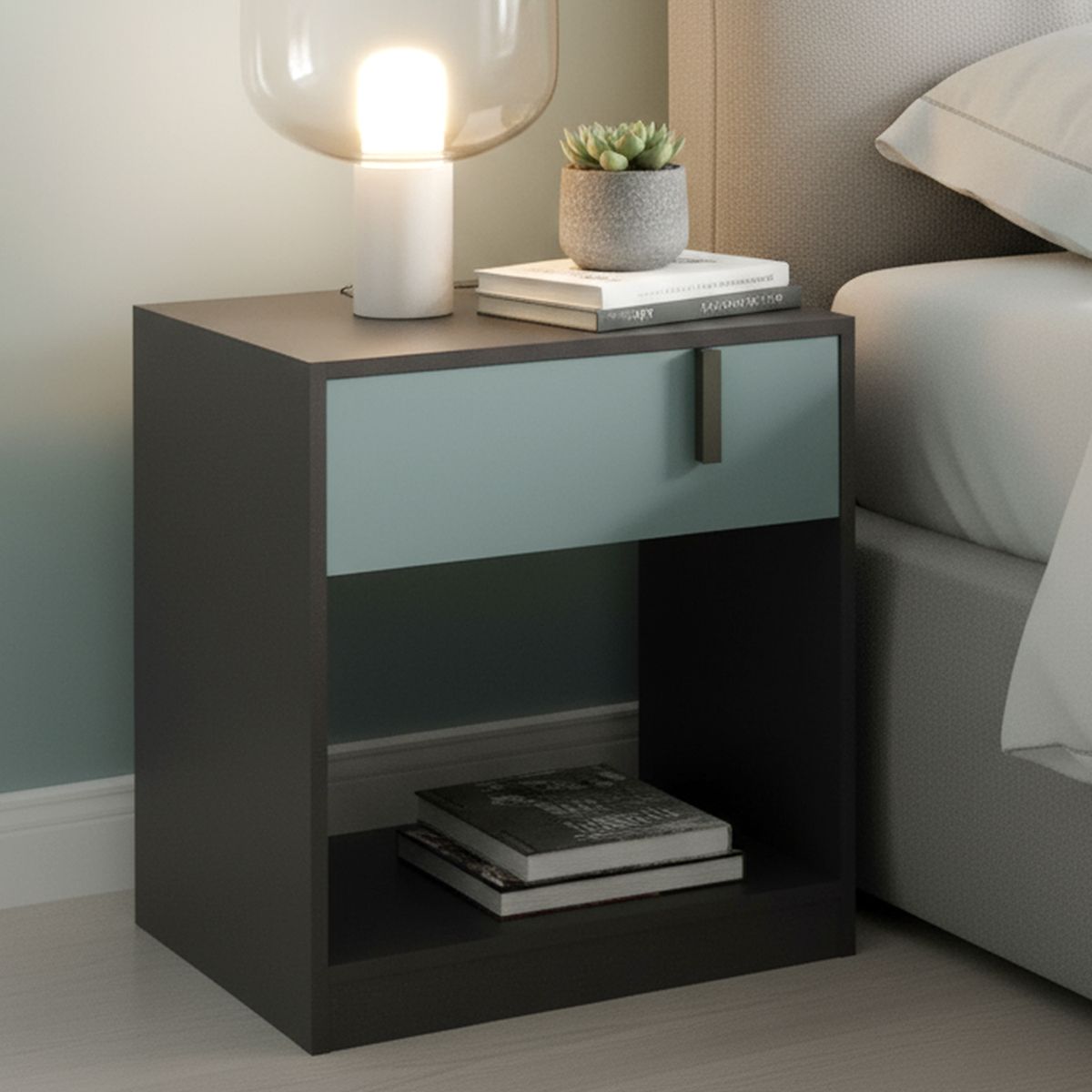 ONESSTA - Velador 1 Cajón(es) Melissa 45x60x33 cm Grafito/grey