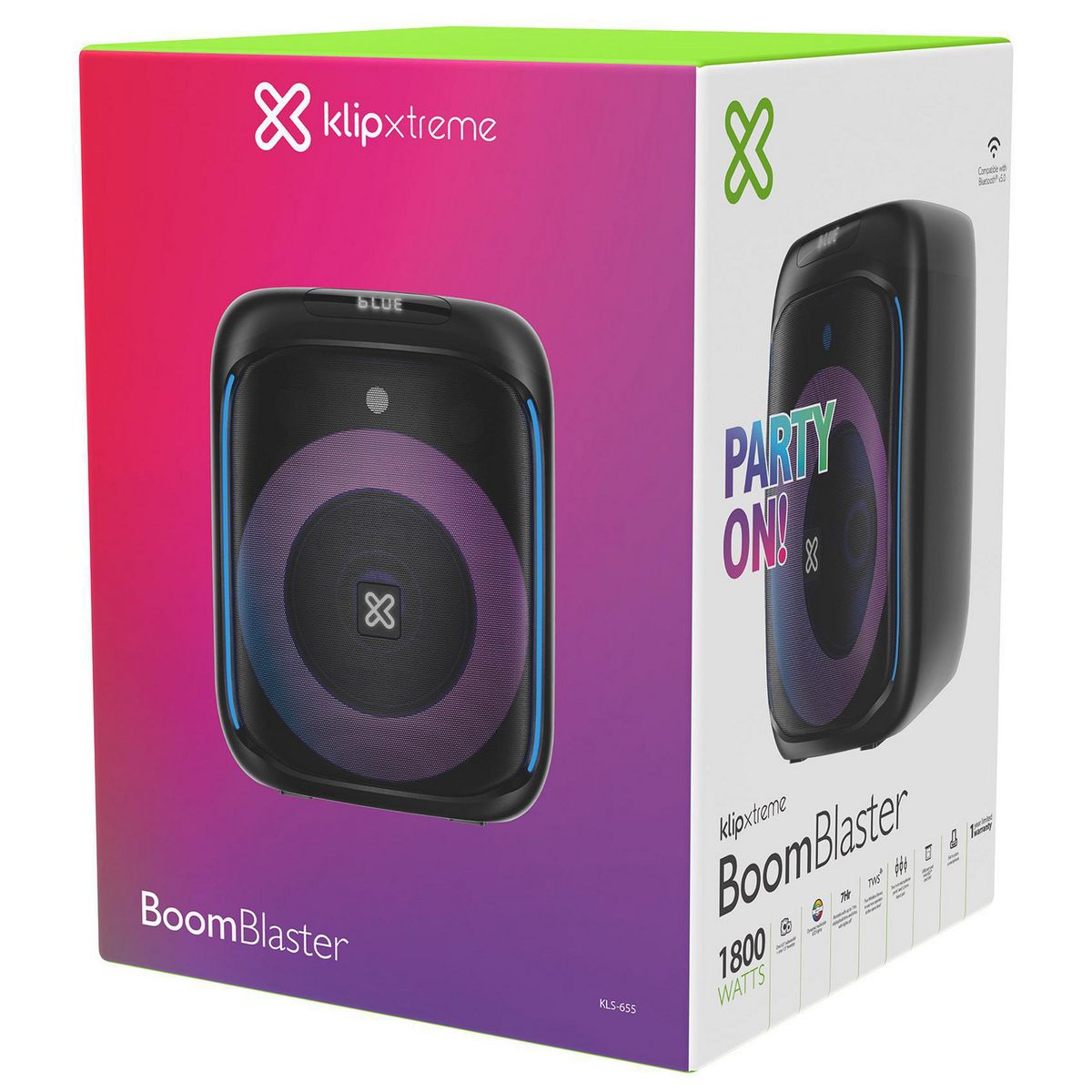 KLIPXTREME - Parlante Bluetooth BoomBlaster 1.800 W