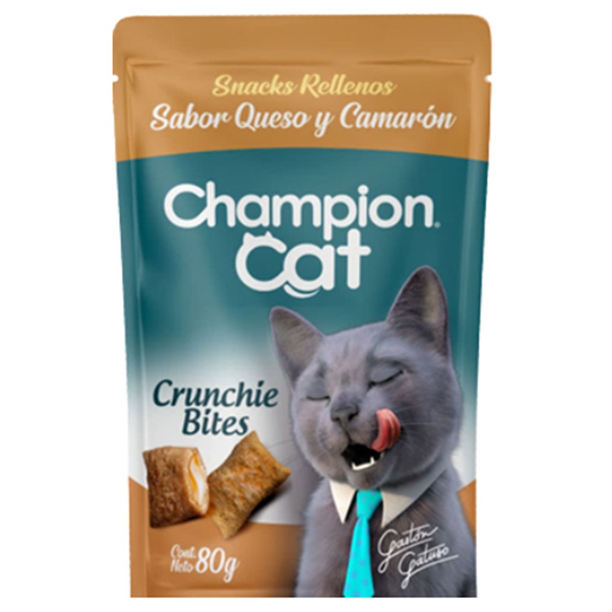 CHAMPION CAT - Crunchie Bites para Gato Adulto Salmón y Queso 
