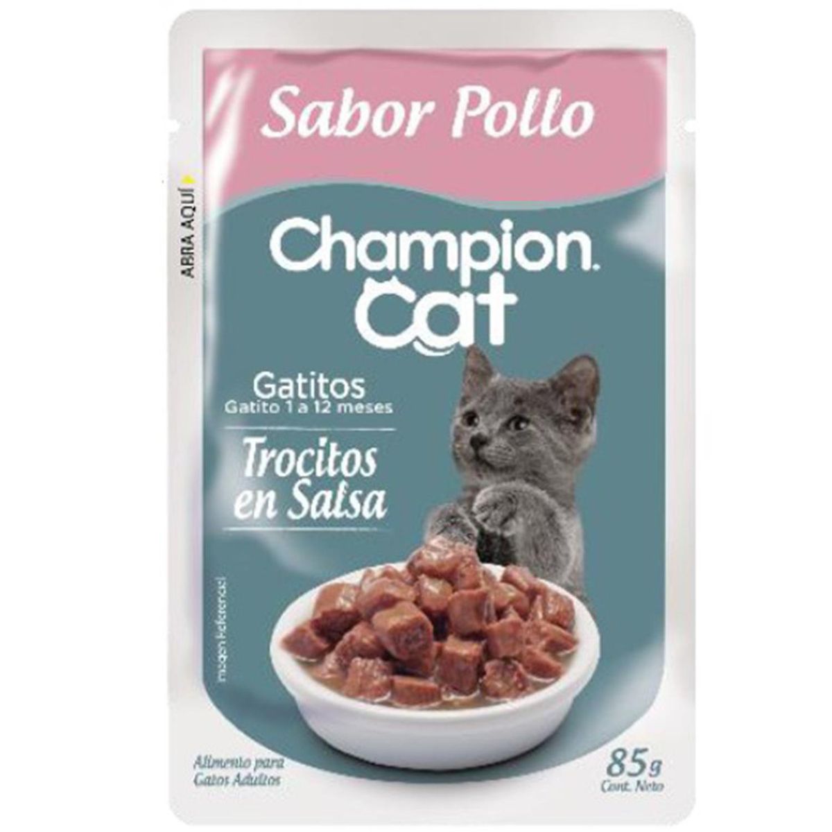 CHAMPION CAT - Alimento húmedo gatito para Gato Cachorro Pollo 