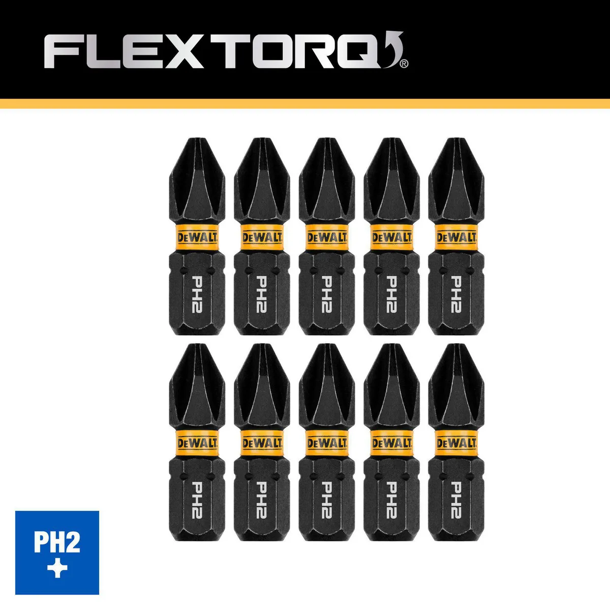 DEWALT - Set 10 Puntas 1" Ph2 Flextorq
