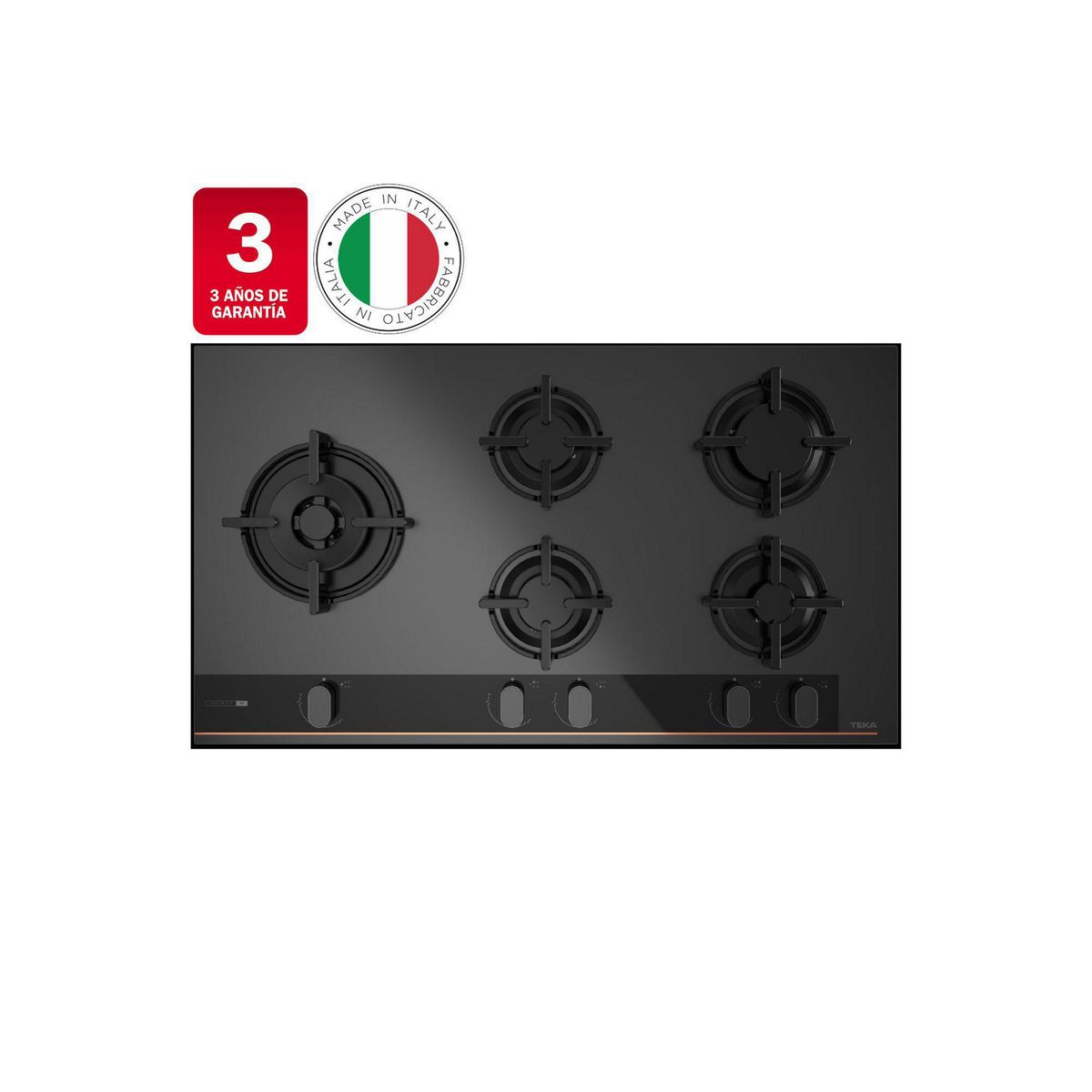 TEKA - Encimera Gas Licuado 5 Platos Negro GBC 95 Infinity G1