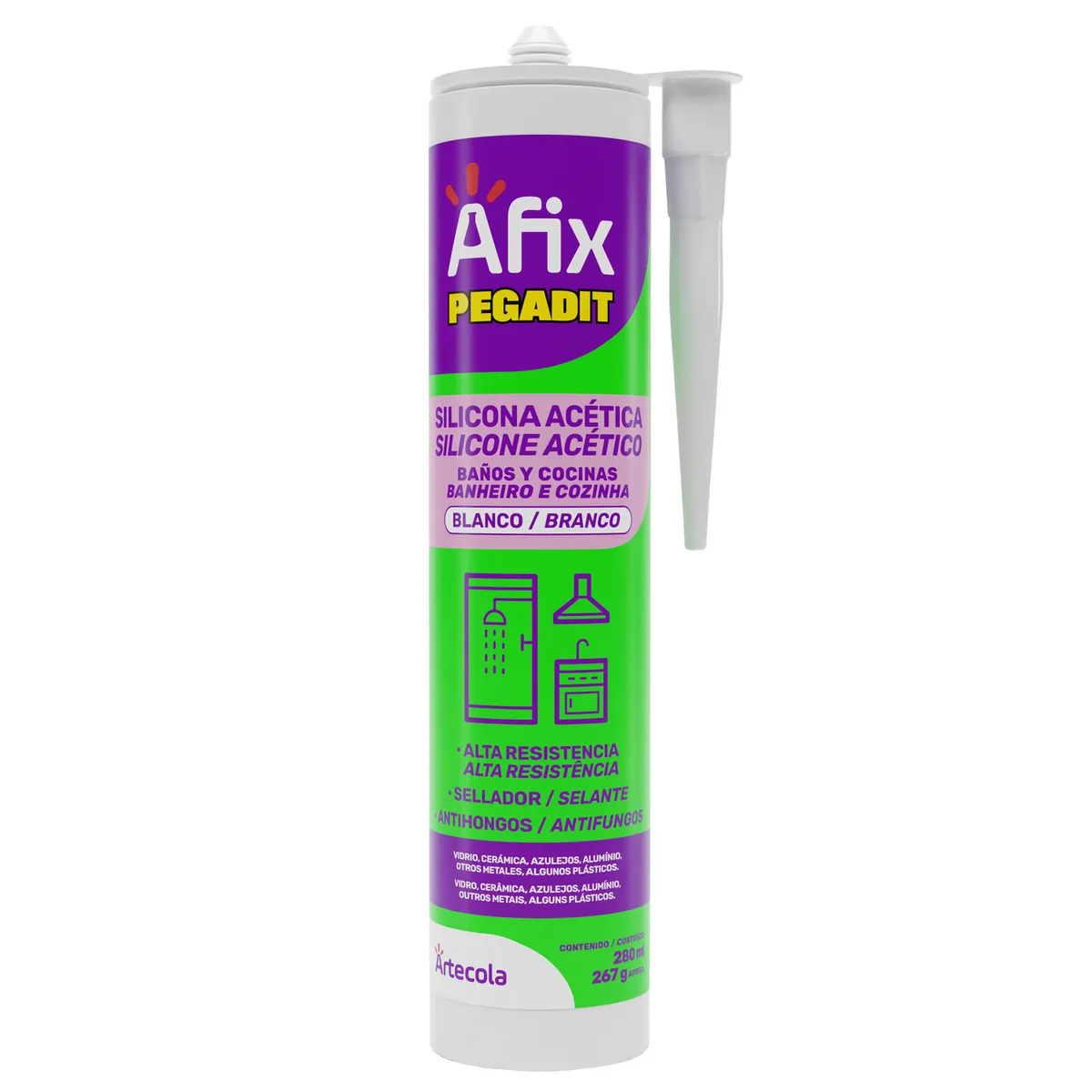 AFIX - Afix Silicona Baño y Cocina Blanco 0,280Lt