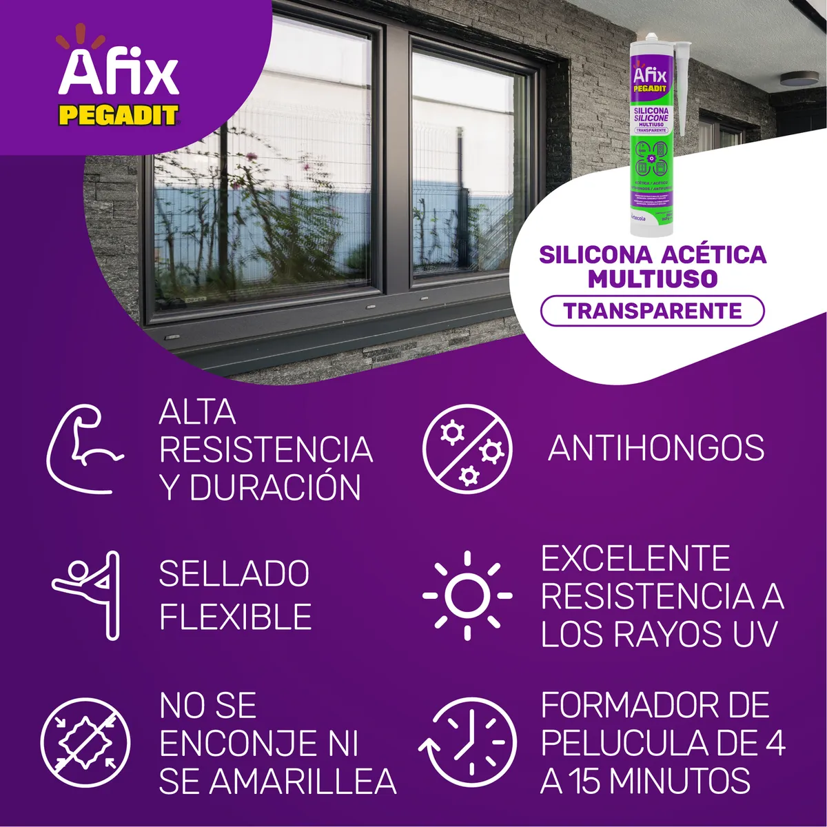 AFIX - Afix Silicona Multiuso Transparente 0,280Lt