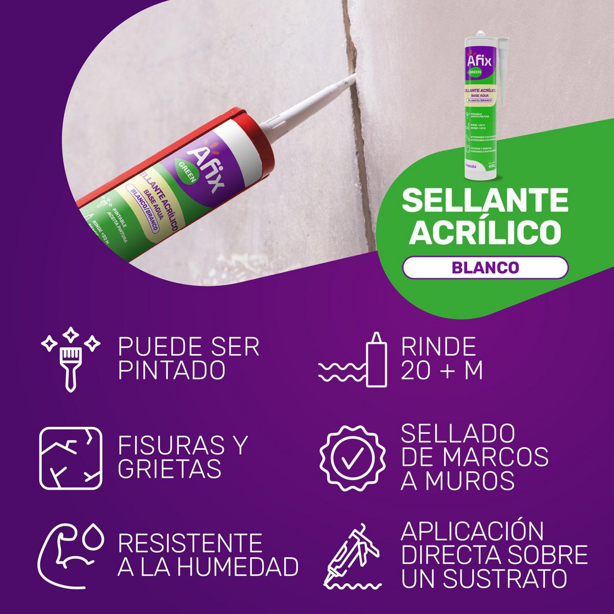 AFIX - Afix Green Sellador Acrílico Blanco 0,430Kg