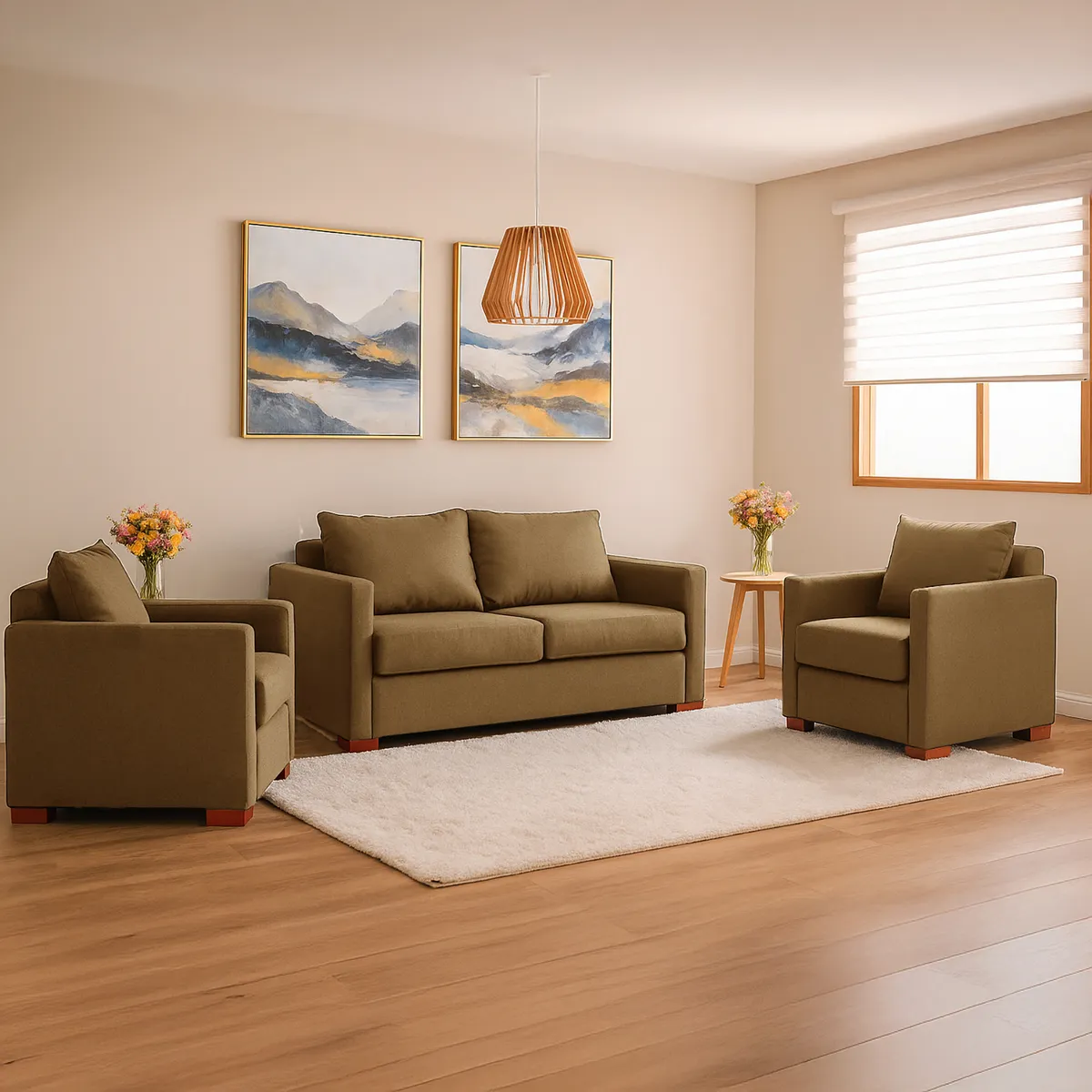 DKORA - Living 2 cuerpos Jade 167x68x77 cm Beige