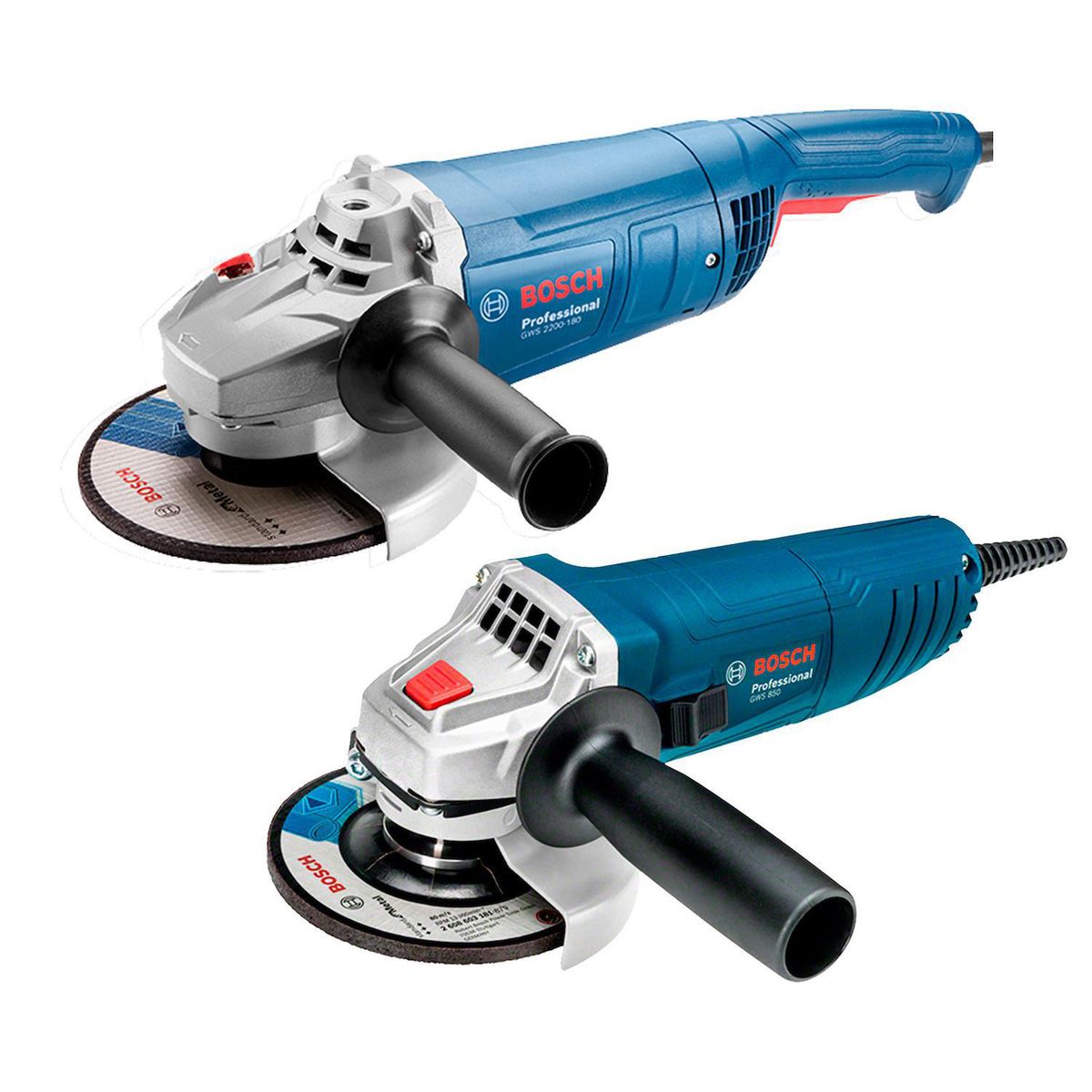 BOSCH - Esmeril angular eléctrico 7" 2200W + Esmeril angular eléctrico 4,5" 850W