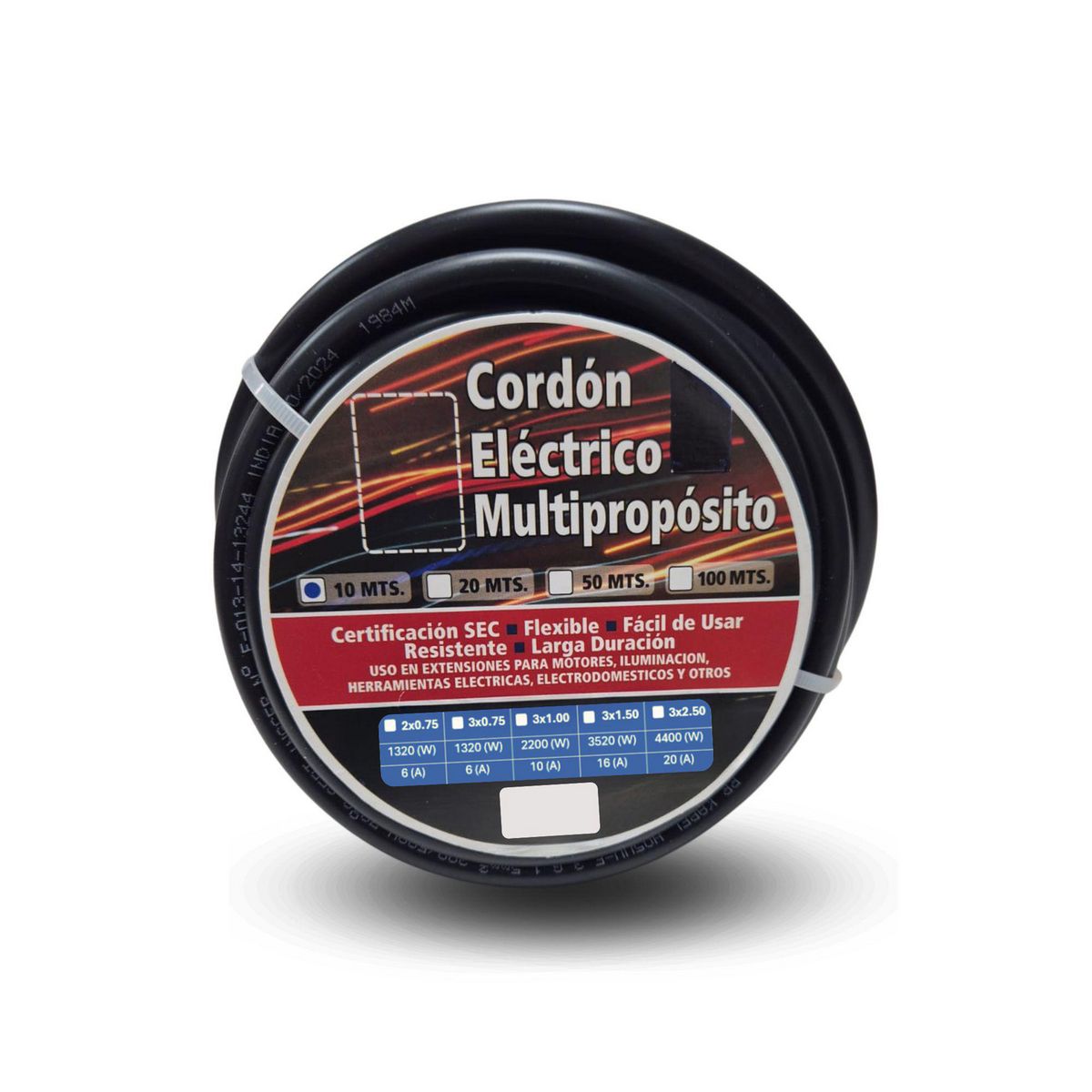 ELFLE - Cordón HO5VV-F 3x2,5 mm2 Negro 10 metro(s) 