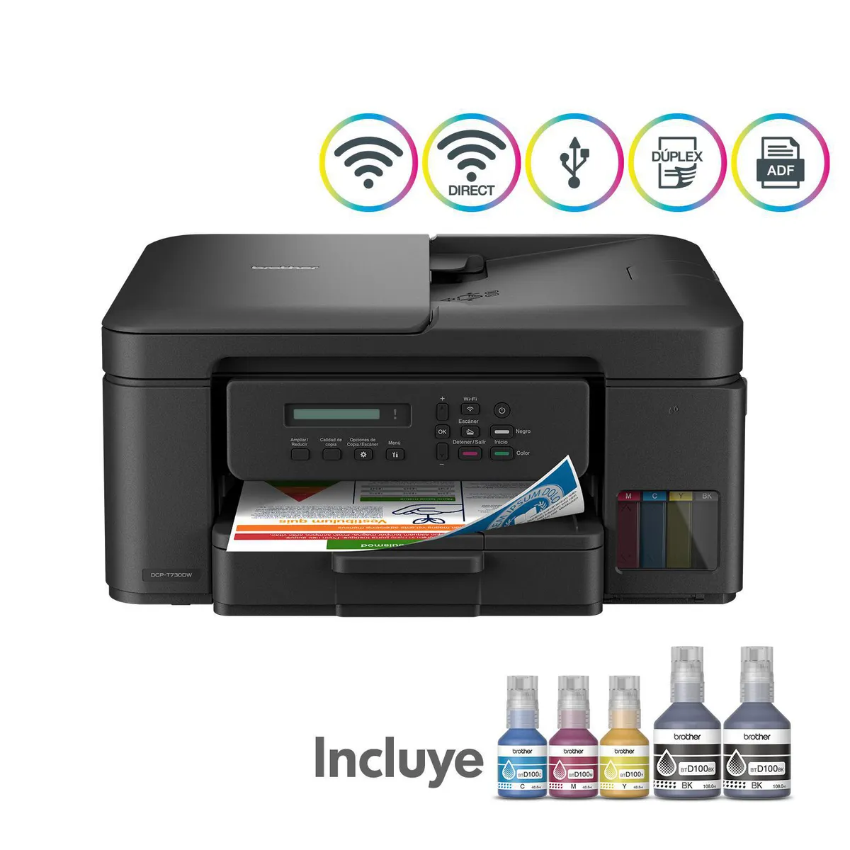 BROTHER - Impresora Brother Multifuncional Inyección a color DCPT730DW Negro