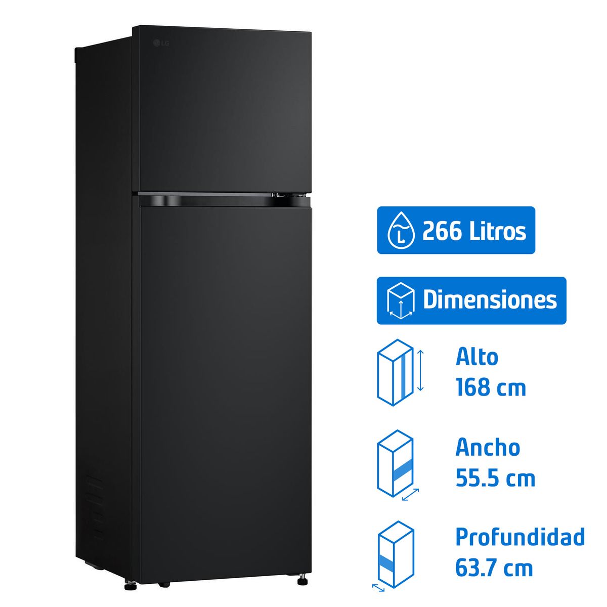 LG - Refrigerador Top Freezer No Frost 266 Litros Negro VT27BPM