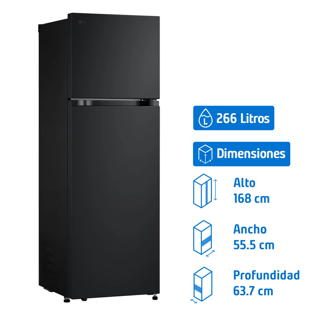 LG - Refrigerador Top Freezer No Frost 266 Litros Negro VT27BPM