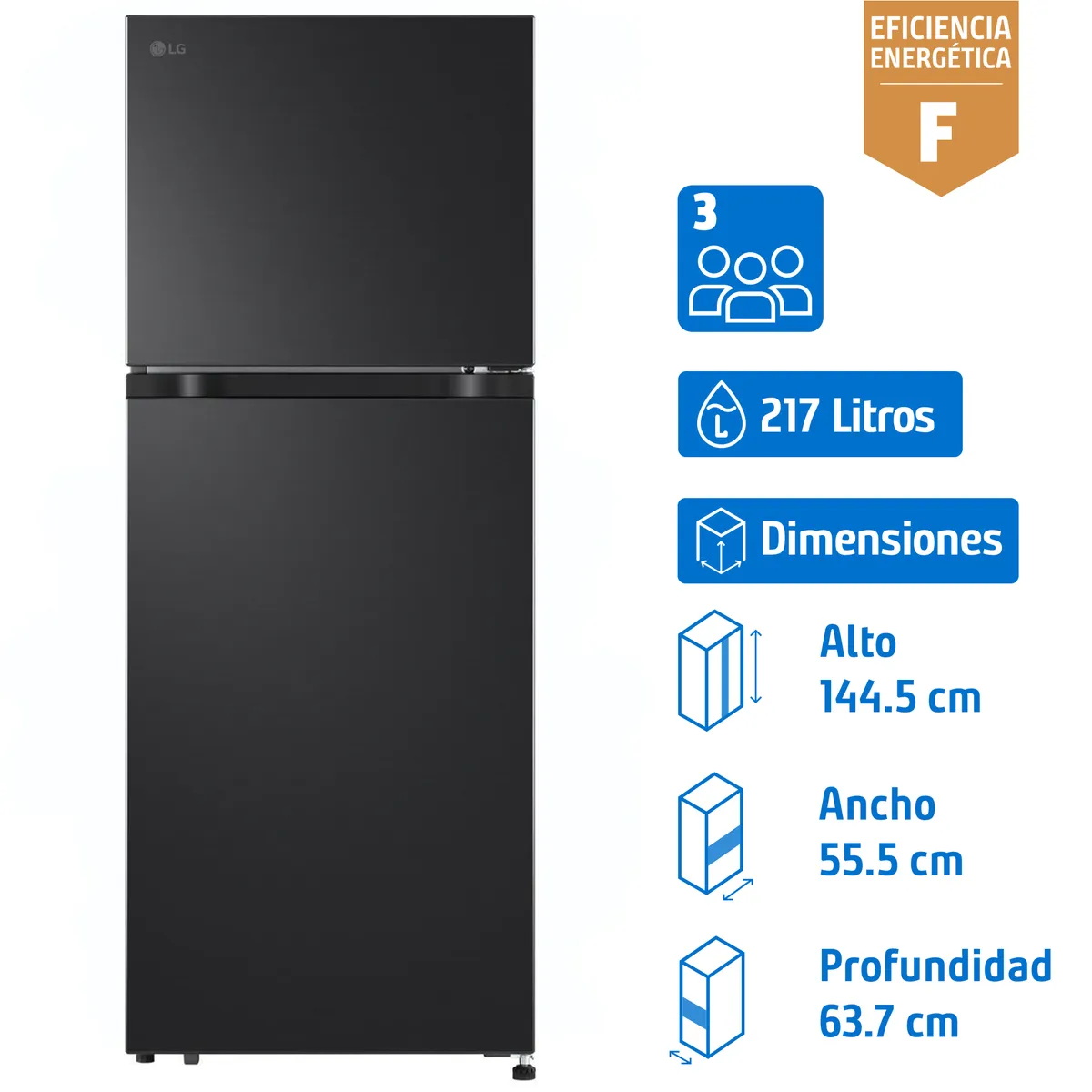 LG - Refrigerador Top Freezer No Frost 217 Litros Essence Matte Black VT22BPM