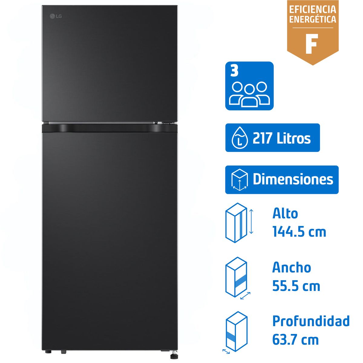 LG - Refrigerador Top Freezer No Frost 217 Litros Essence Matte Black VT22BPM