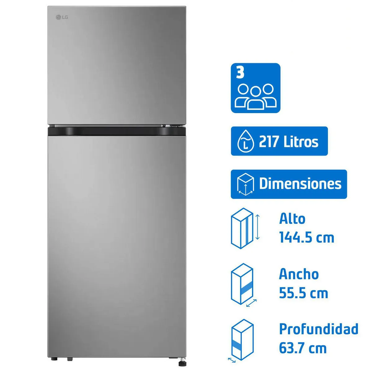 LG - Refrigerador Top Freezer No Frost 217 Litros VT22BPY