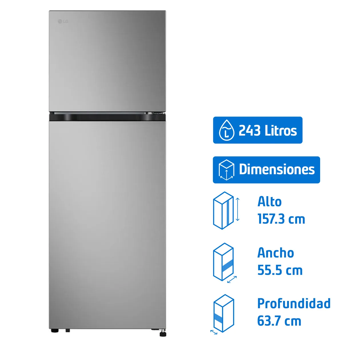 Refrigerador Top Freezer No Frost 243 Litros VT24BPY, marca LG - Foto Principal
