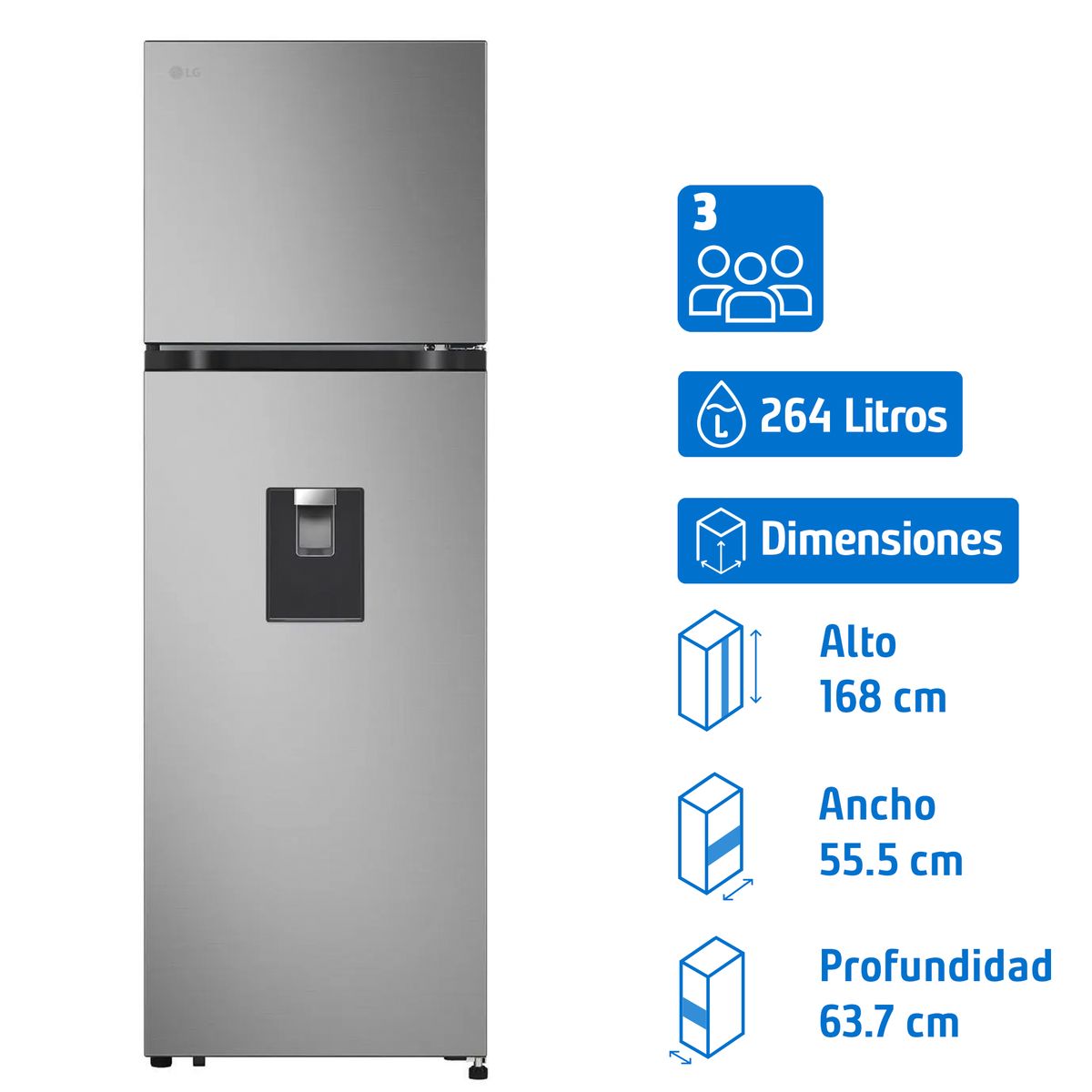 LG - Refrigerador Top Freezer No Frost 264 Litros VT27KPY