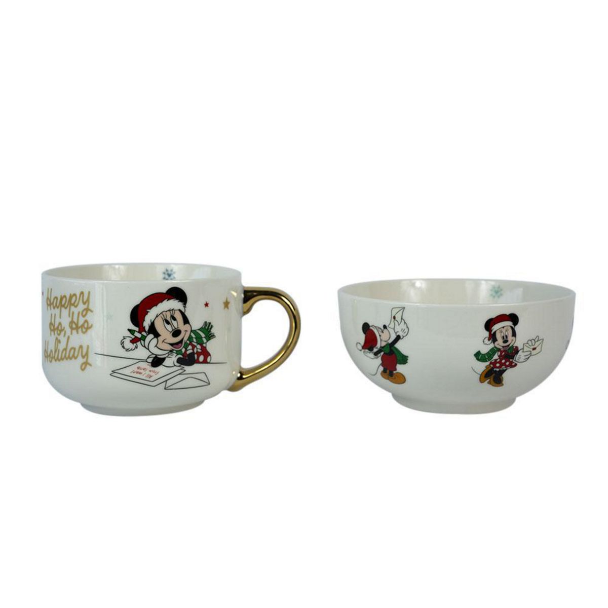 DISNEY - Set Tazón + Bowl 520 ml Cerámica Navidad Disney Blanco