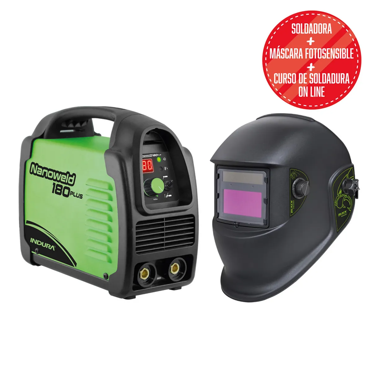 INDURA - Soldadora Proceso Arco Manual/TIG (Lift Arc) 180 A+ Máscara + Curso