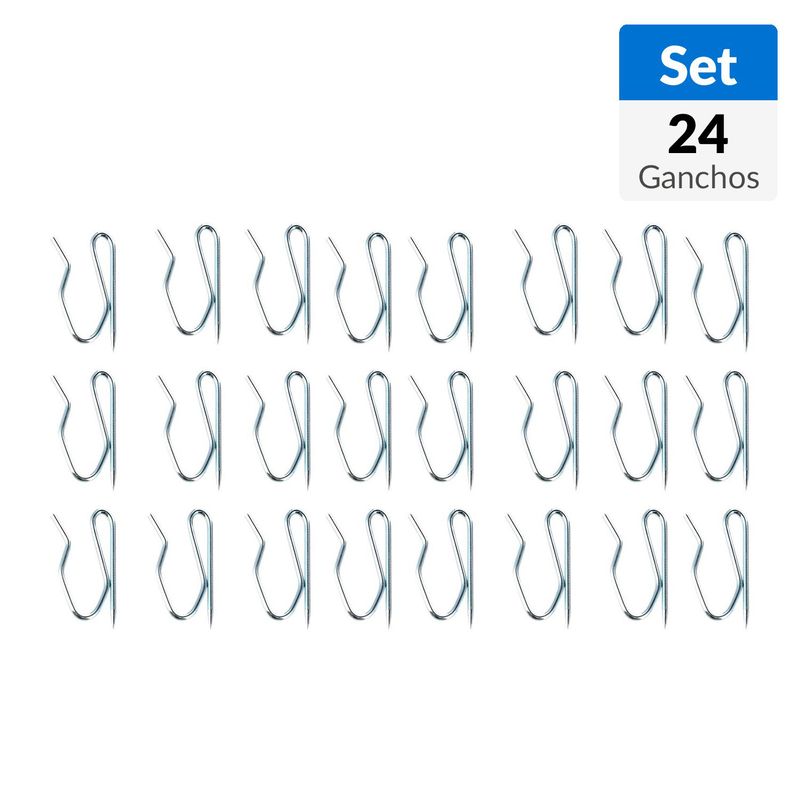 METALHSA - Set de 24 Ganchos Grandes para Barra de Cortina 3 cm