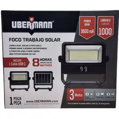 UBERMANN - Foco solar led para trabajo 1.000 LM con power bank