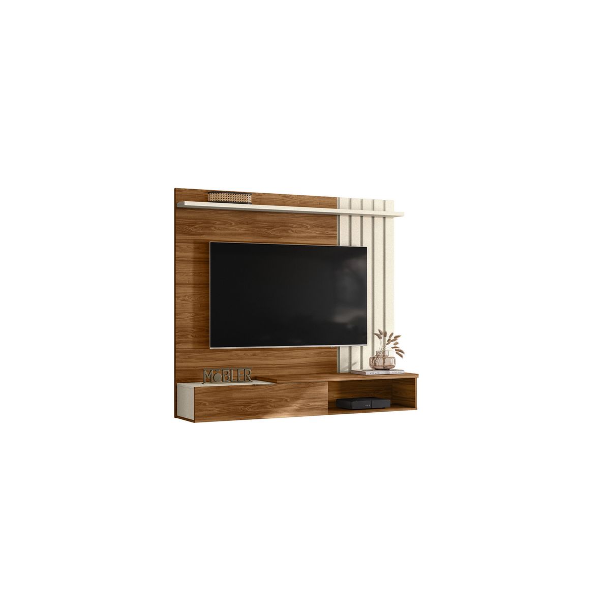 EXIT - Panel TV 65 " Home Vegas Canela/Blanco 160x138x31.2 cm