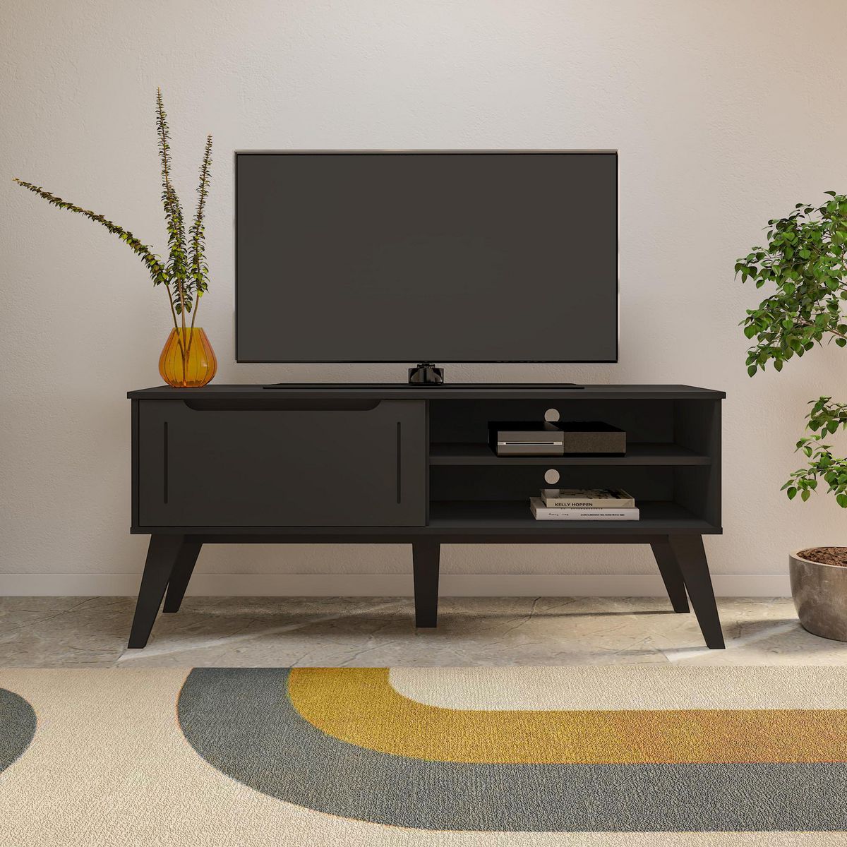 EXIT - Rack TV 55 " Lotus Negro 134x60x40 cm