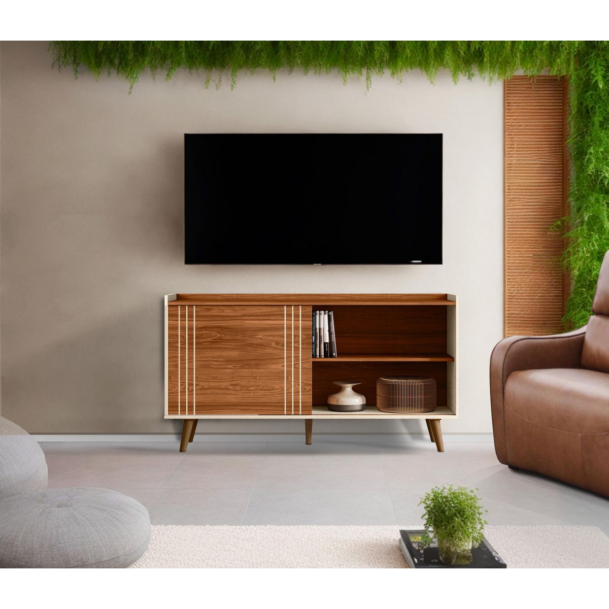 EXIT - Rack TV 50 " Austin Gris/Miel 135.7x70.5x36 cm
