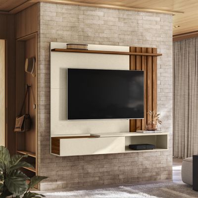 Imagen 2 del producto Panel TV 65 "" Home Vegas Blanco/Canela 160x138x31.2 cm