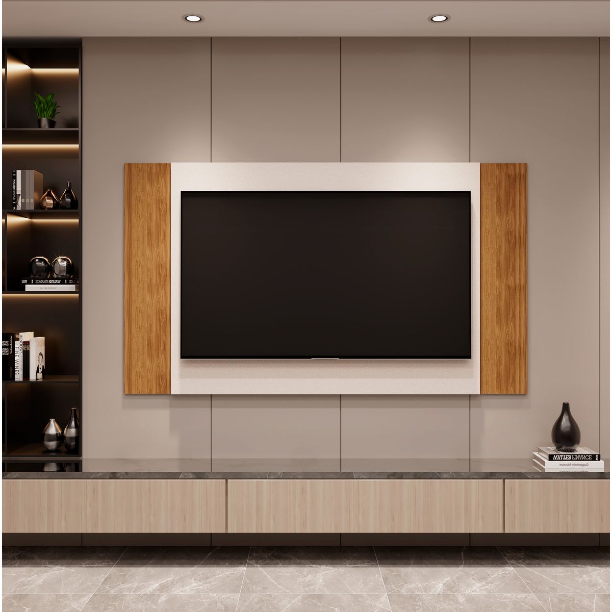 EXIT - Panel TV 50 " Extensible Perla/Canela 160x90x3 cm