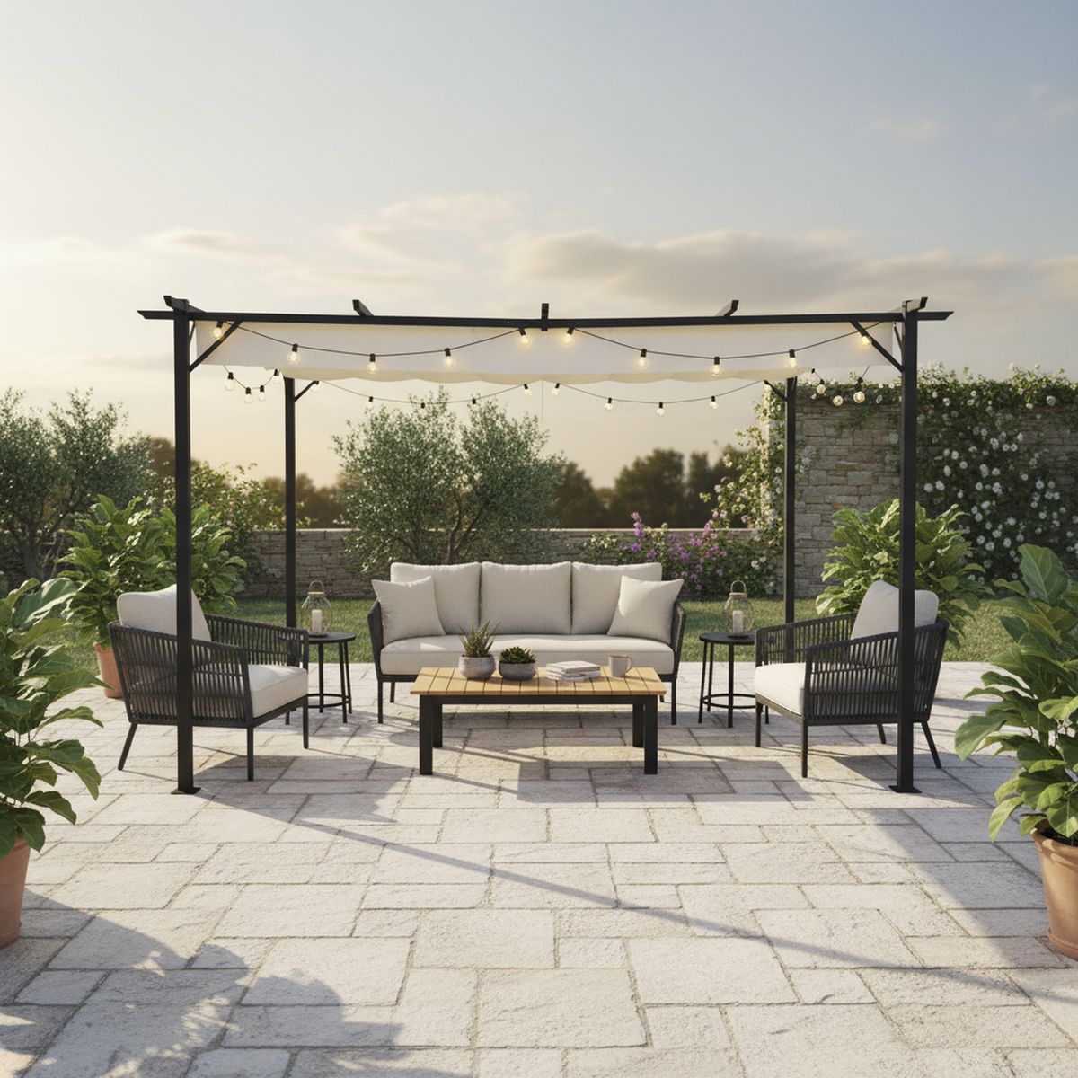 EL BARCO - Pérgola Marfil Poliéster 300x400x230 cm