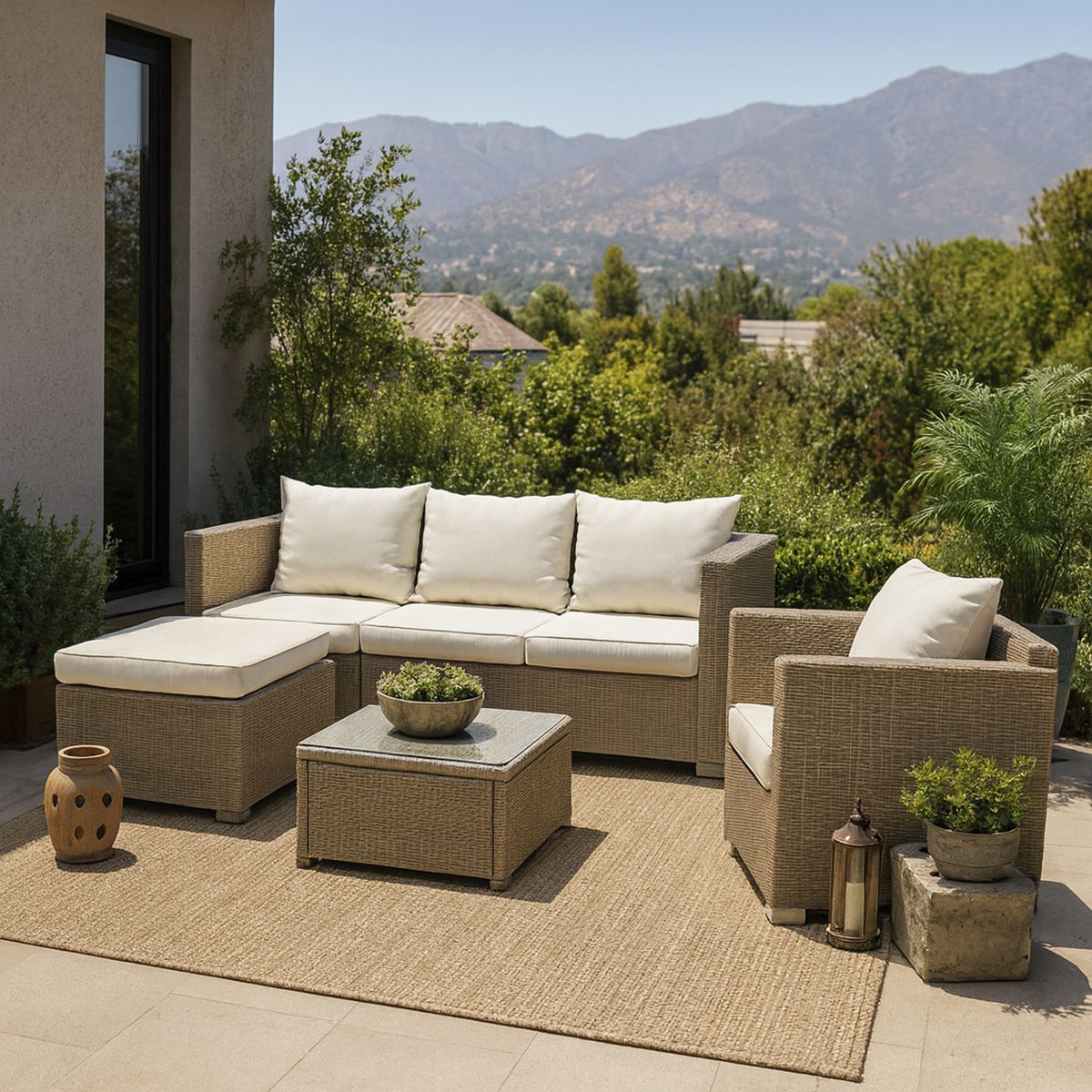 EL BARCO - Juego de Living de Terraza Estefania 5 Personas Caramelo