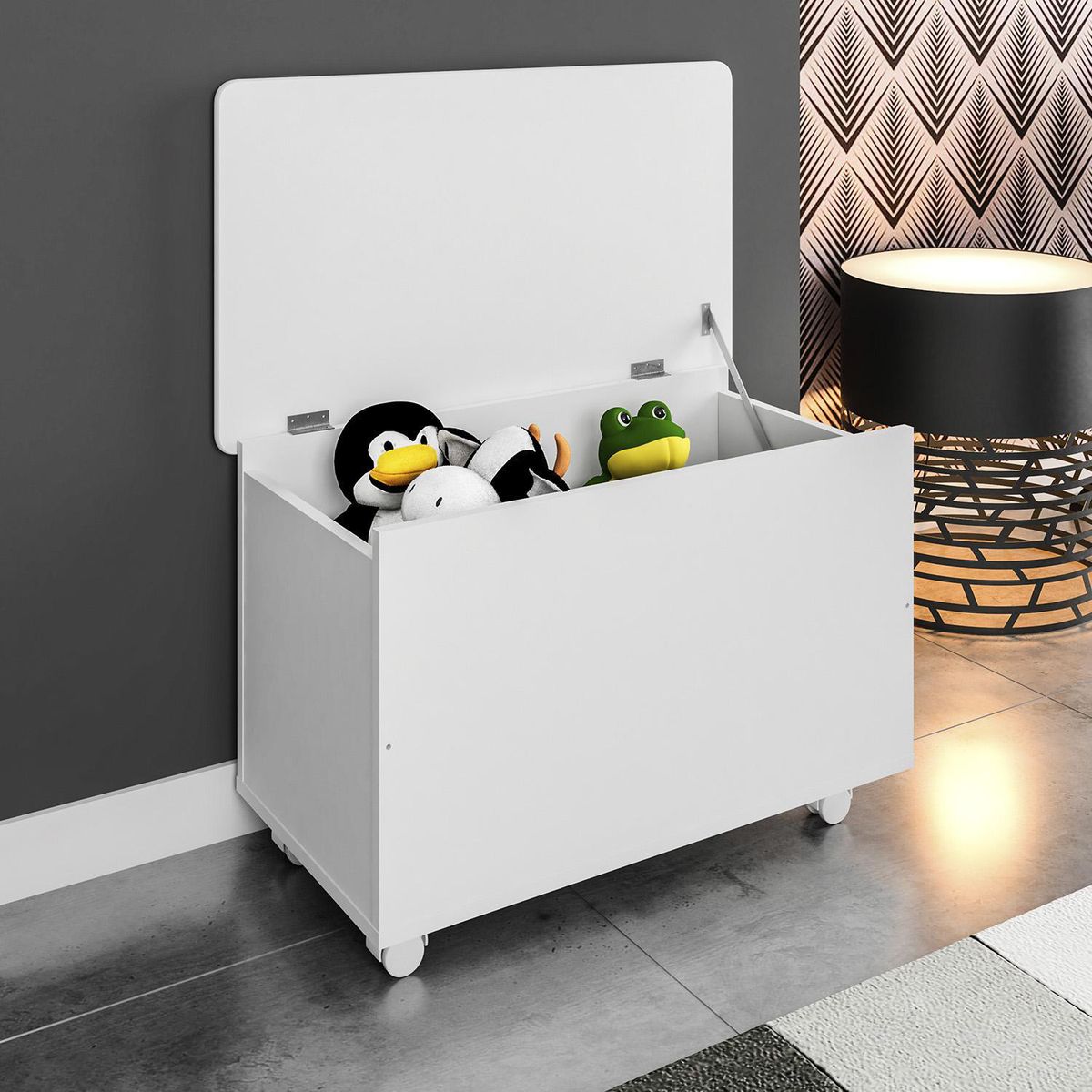 HOGA - Baúl Multiuso con Ruedas 40x45x68 cm Blanco