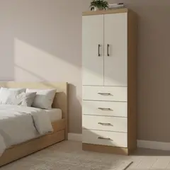 EXIT - Closet 2 Puerta(s) 4 Cajón(es) 62x182x40 cm Roble-beige