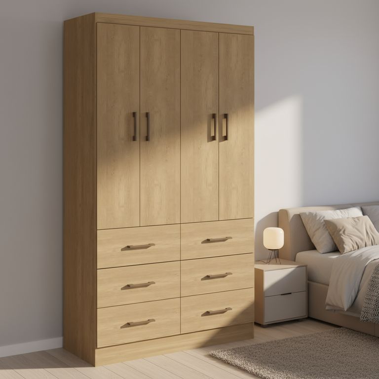 Clóset 4 Puerta(s) 6 Cajón(es) 100.4x182x40 cm Roble