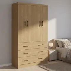 EXIT - Clóset 4 Puerta(s) 6 Cajón(es) 100.4x182x40 cm Roble