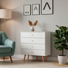 EXIT - Cómoda 4 Cajón(es) con Patas 90x99.5x47 cm Blanco