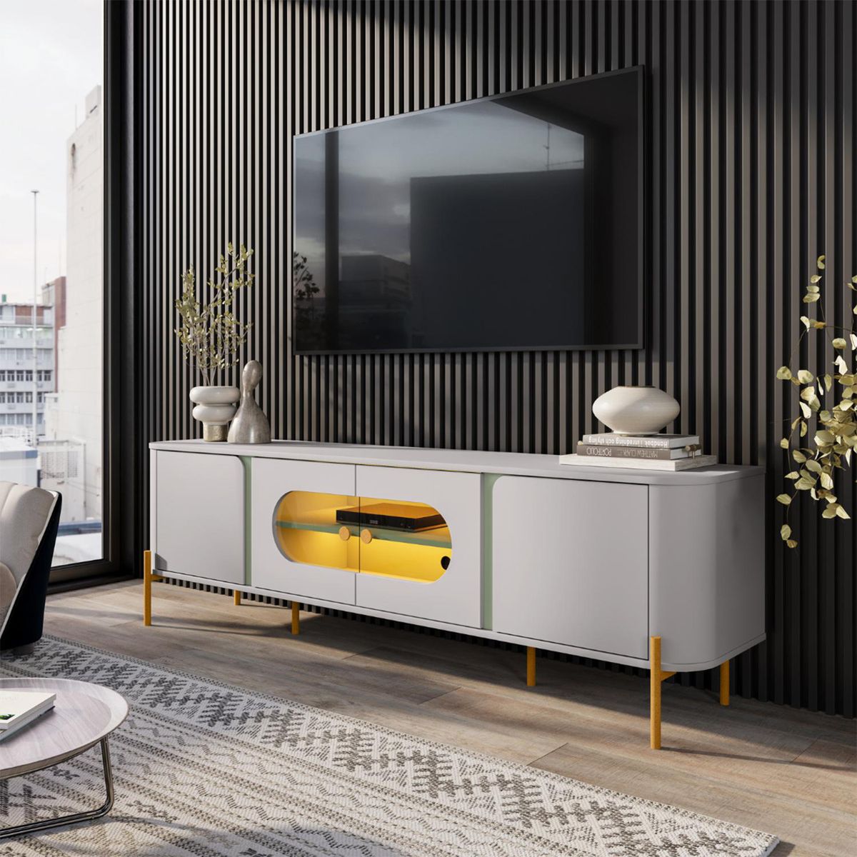 HOGA - Rack TV 75 " Hoga Juquehy Blanco invierno 180x57x39 cm