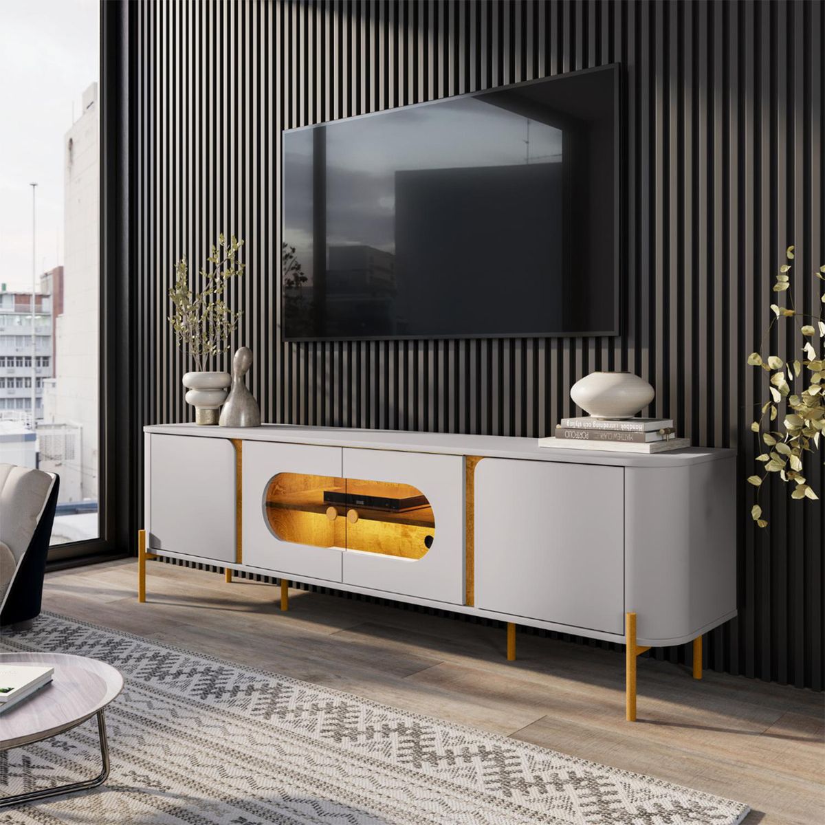 HOGA - Rack TV 75 " Hoga Juquehy Blanco invierno 180x57x39 cm