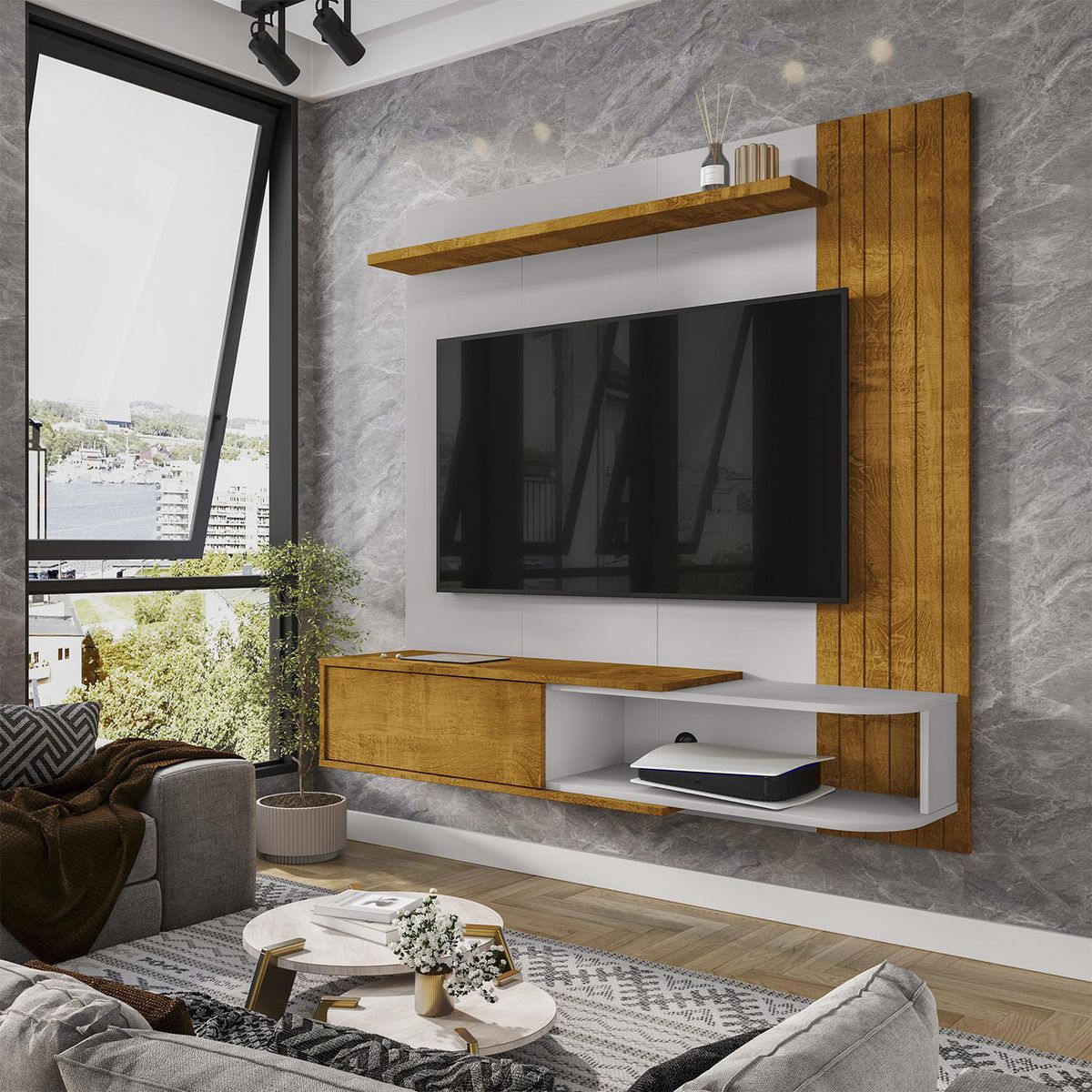 HOGA - Panel Rack 55 " Hoga Paraty Natural 138x136x33 cm