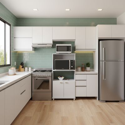 Imagen 2 del producto Mueble de cocina Dallas multiuso 4 niveles almacenamiento blanco