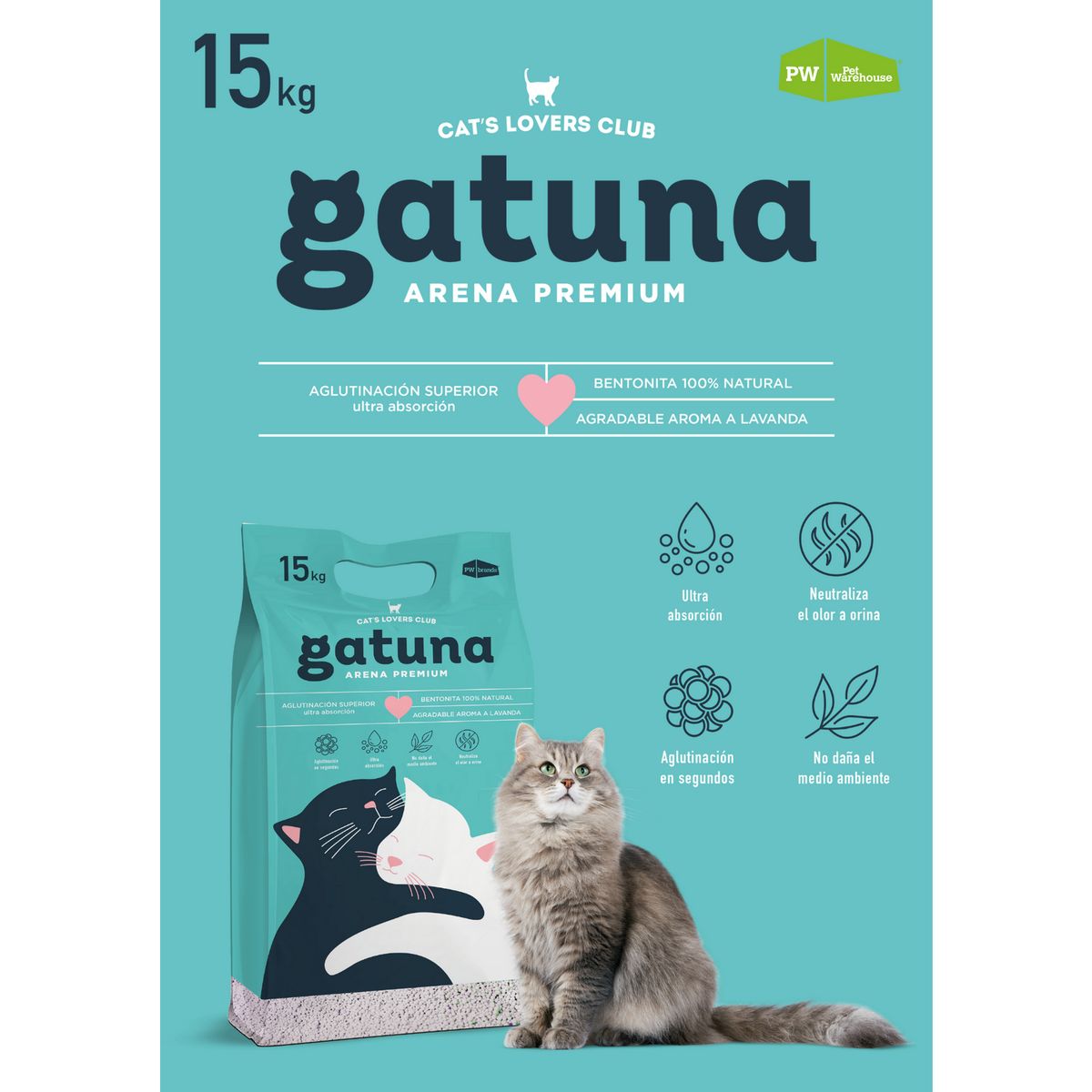 GATUNAPW - Arena premium 15 kg aroma lavanda